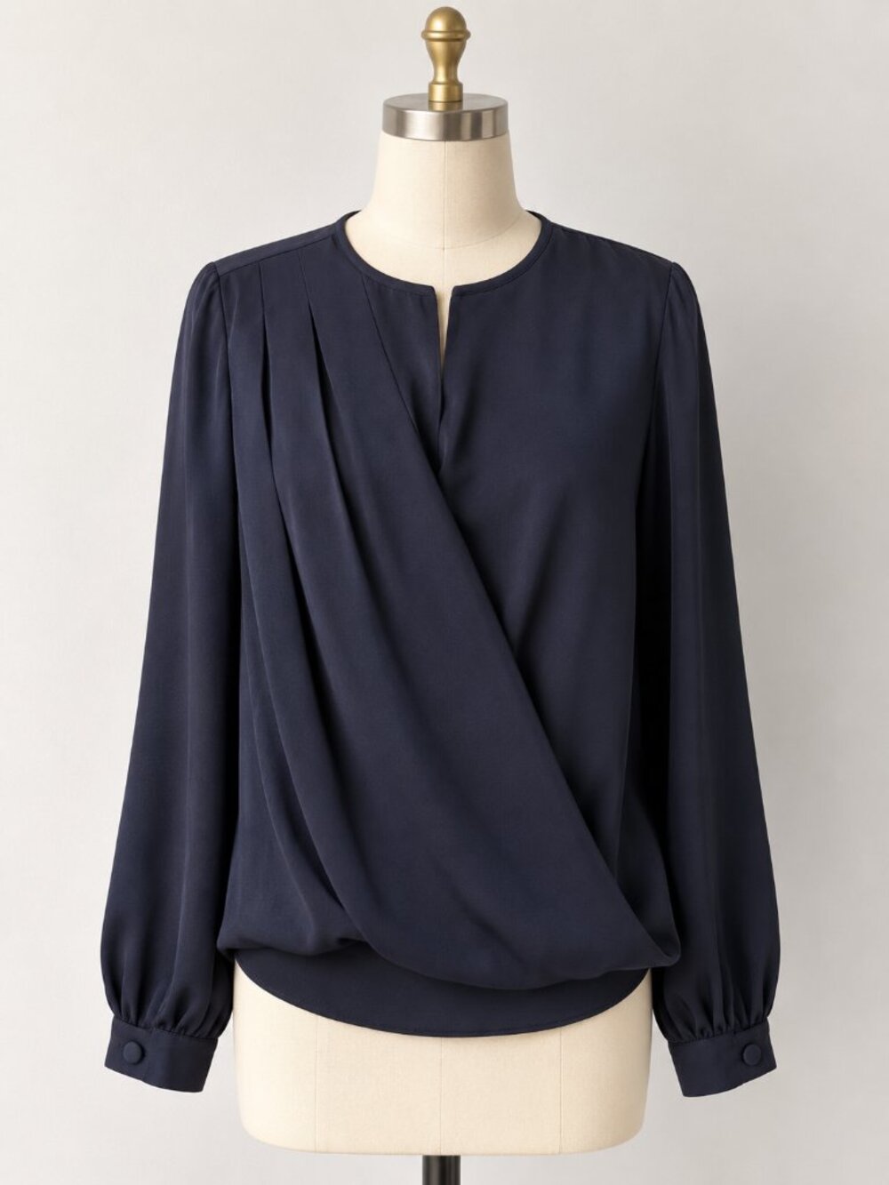NWT Ann Taylor Midnight Blue Draped Blouse